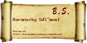Baranszky Sámuel névjegykártya